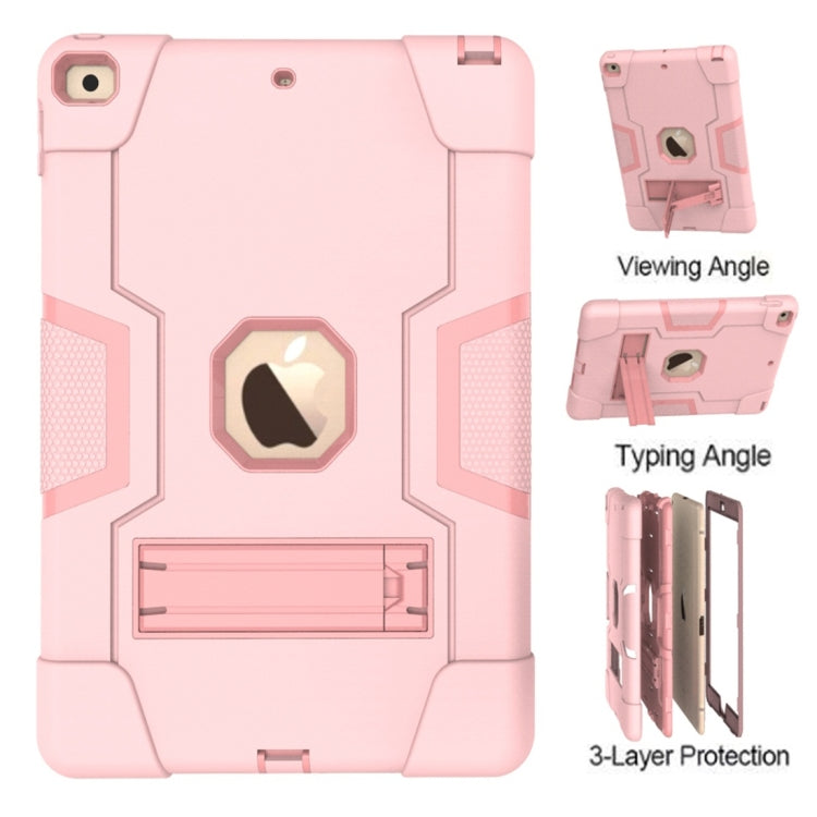 For iPad 10.2 Contrast Color Silicone + PC Combination Case with Holder(Rose Gold) - iPad 10.2 Cases by buy2fix | Online Shopping UK | buy2fix
