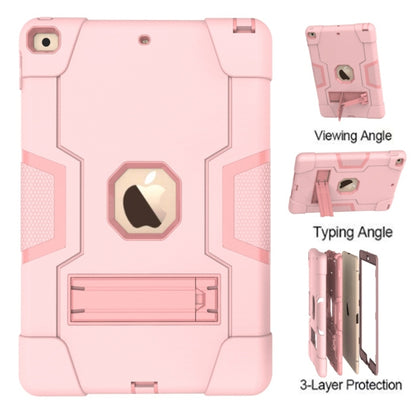 For iPad 10.2 Contrast Color Silicone + PC Combination Case with Holder(Rose Gold) - iPad 10.2 Cases by buy2fix | Online Shopping UK | buy2fix