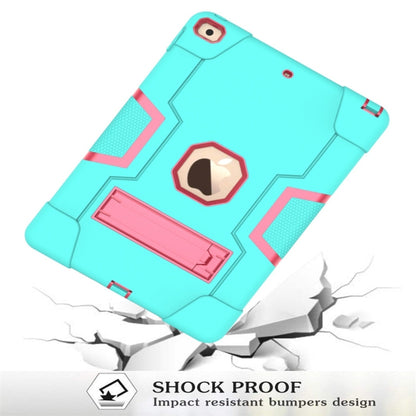 For iPad 10.2 Contrast Color Silicone + PC Combination Case with Holder(Aqua + Rose Red) - iPad 10.2 Cases by buy2fix | Online Shopping UK | buy2fix