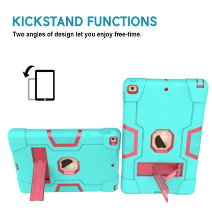 For iPad 10.2 Contrast Color Silicone + PC Combination Case with Holder(Aqua + Rose Red) - iPad 10.2 Cases by buy2fix | Online Shopping UK | buy2fix
