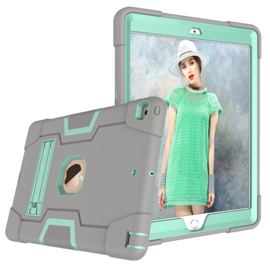 For iPad 10.2 Contrast Color Silicone + PC Combination Case with Holder(Grey + Aqua) - iPad 10.2 Cases by buy2fix | Online Shopping UK | buy2fix