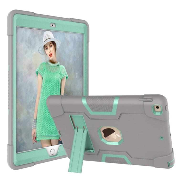 For iPad 10.2 Contrast Color Silicone + PC Combination Case with Holder(Grey + Aqua) - iPad 10.2 Cases by buy2fix | Online Shopping UK | buy2fix