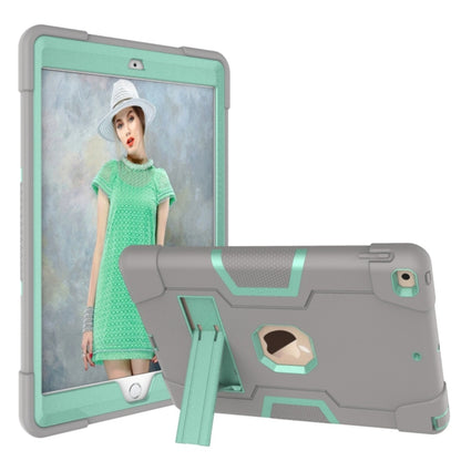 For iPad 10.2 Contrast Color Silicone + PC Combination Case with Holder(Grey + Aqua) - iPad 10.2 Cases by buy2fix | Online Shopping UK | buy2fix