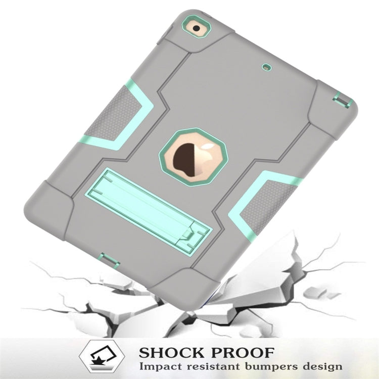 For iPad 10.2 Contrast Color Silicone + PC Combination Case with Holder(Grey + Aqua) - iPad 10.2 Cases by buy2fix | Online Shopping UK | buy2fix