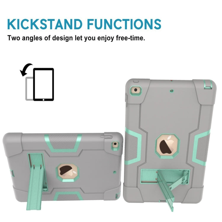 For iPad 10.2 Contrast Color Silicone + PC Combination Case with Holder(Grey + Aqua) - iPad 10.2 Cases by buy2fix | Online Shopping UK | buy2fix