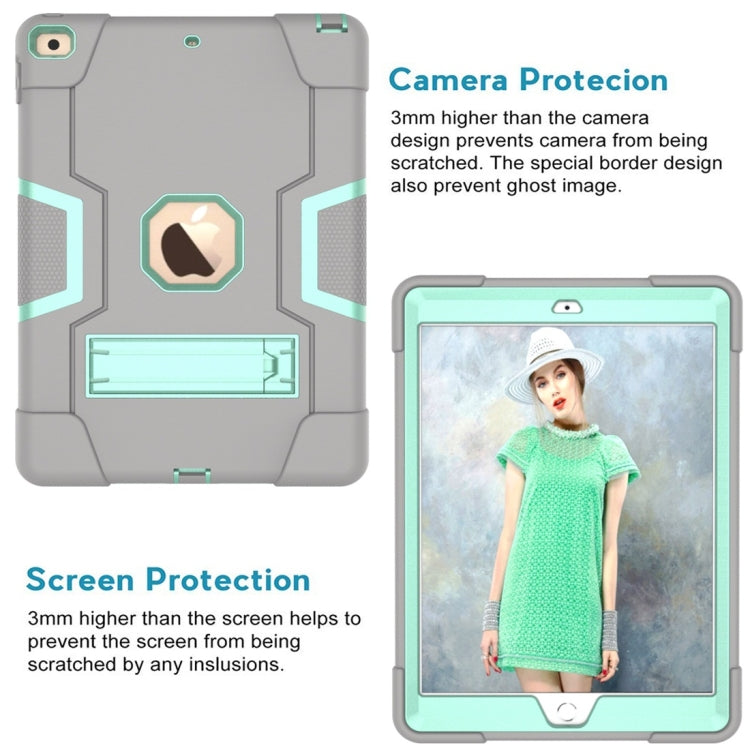 For iPad 10.2 Contrast Color Silicone + PC Combination Case with Holder(Grey + Aqua) - iPad 10.2 Cases by buy2fix | Online Shopping UK | buy2fix