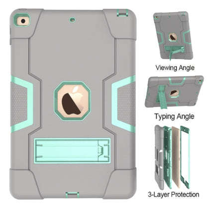 For iPad 10.2 Contrast Color Silicone + PC Combination Case with Holder(Grey + Aqua) - iPad 10.2 Cases by buy2fix | Online Shopping UK | buy2fix