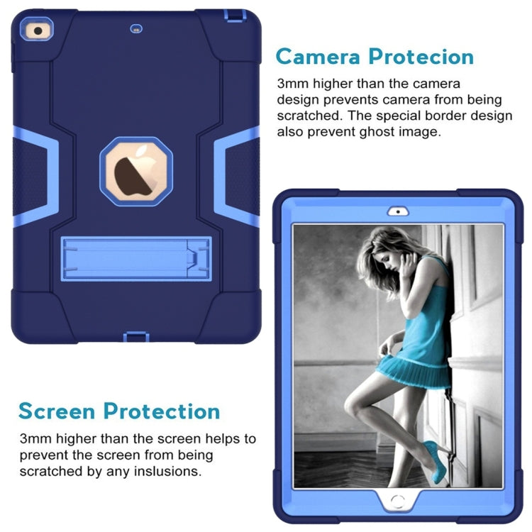 For iPad 10.2 Contrast Color Silicone + PC Combination Case with Holder(Navy Blue + Blue) - iPad 10.2 Cases by buy2fix | Online Shopping UK | buy2fix