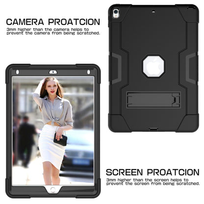 For iPad 10.5 Contrast Color Silicone + PC Combination Case with Holder(Black) - iPad Air (2019) Cases by buy2fix | Online Shopping UK | buy2fix