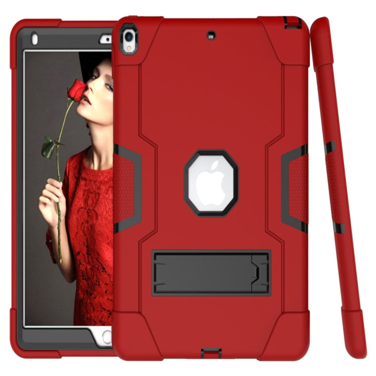 For iPad 10.5 Contrast Color Silicone + PC Combination Case with Holder(Red + Black) - iPad Air (2019) Cases by buy2fix | Online Shopping UK | buy2fix