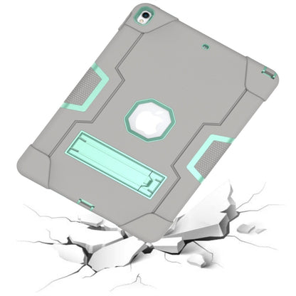 For iPad 10.5 Contrast Color Silicone + PC Combination Case with Holder(Grey + Aqua) - iPad Air (2019) Cases by buy2fix | Online Shopping UK | buy2fix