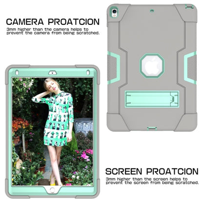 For iPad 10.5 Contrast Color Silicone + PC Combination Case with Holder(Grey + Aqua) - iPad Air (2019) Cases by buy2fix | Online Shopping UK | buy2fix