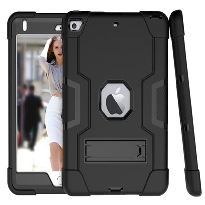 For iPad Mini 5 / 4 Contrast Color Silicone + PC Combination Case with Holder(Black) - iPad mini (2019) / mini 5 Cases by buy2fix | Online Shopping UK | buy2fix