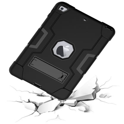 For iPad Mini 5 / 4 Contrast Color Silicone + PC Combination Case with Holder(Black) - iPad mini (2019) / mini 5 Cases by buy2fix | Online Shopping UK | buy2fix