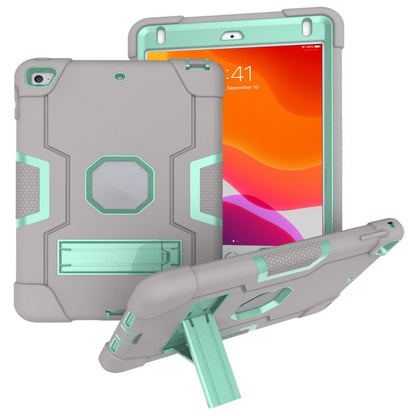 For iPad Mini 5 / 4 Contrast Color Silicone + PC Combination Case with Holder(Grey + Aqua) - iPad mini (2019) / mini 5 Cases by buy2fix | Online Shopping UK | buy2fix