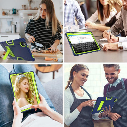 For iPad Pro 11 Contrast Color Silicone + PC Combination Case with Holder(Navy Blue +Olivine) - iPad Pro 11 (2018) Cases by buy2fix | Online Shopping UK | buy2fix