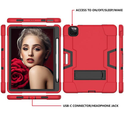 For iPad Pro 11 Contrast Color Silicone + PC Combination Case with Holder(Red + Black) - iPad Pro 11 (2018) Cases by buy2fix | Online Shopping UK | buy2fix
