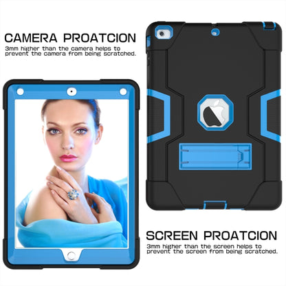 For iPad Air Contrast Color Silicone + PC Combination Case with Holder(Black + Blue) - iPad 9.7 (2018) & (2017) Cases by buy2fix | Online Shopping UK | buy2fix