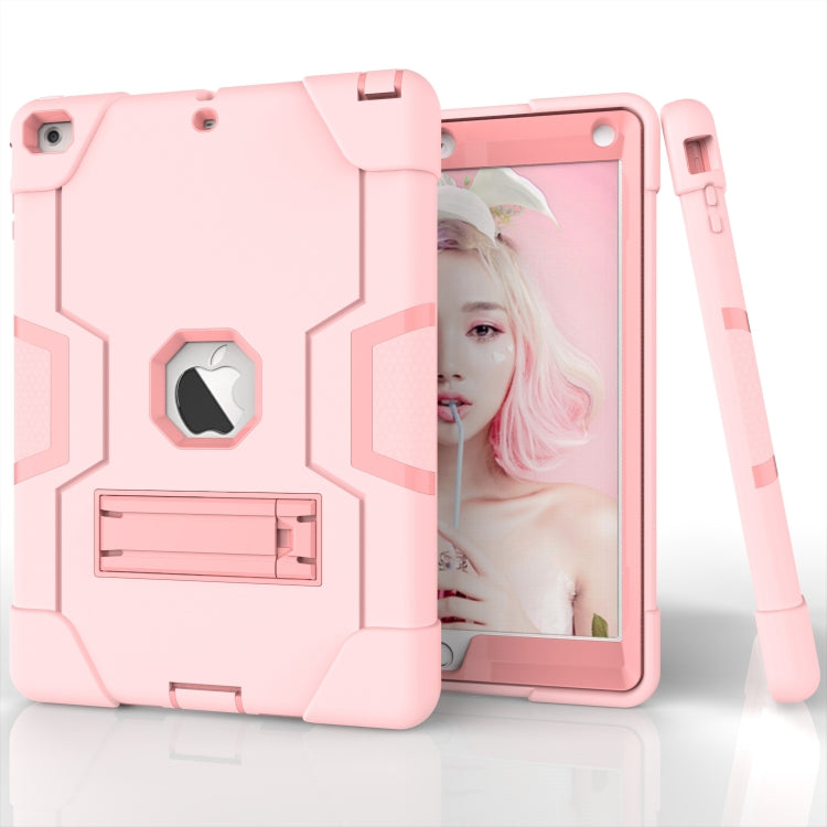 For iPad Air Contrast Color Silicone + PC Combination Case with Holder(Rose Gold) - iPad 9.7 (2018) & (2017) Cases by buy2fix | Online Shopping UK | buy2fix