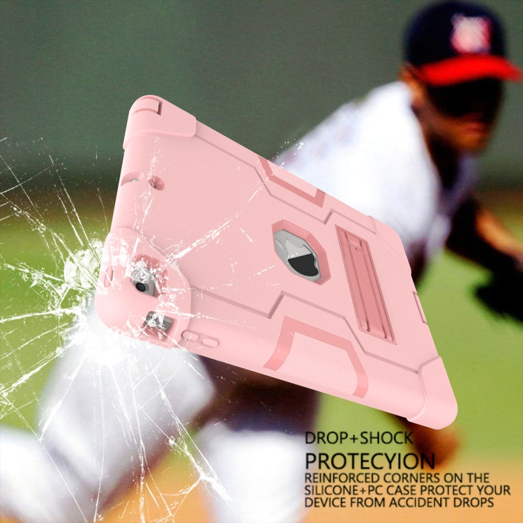 For iPad Air Contrast Color Silicone + PC Combination Case with Holder(Rose Gold) - iPad 9.7 (2018) & (2017) Cases by buy2fix | Online Shopping UK | buy2fix