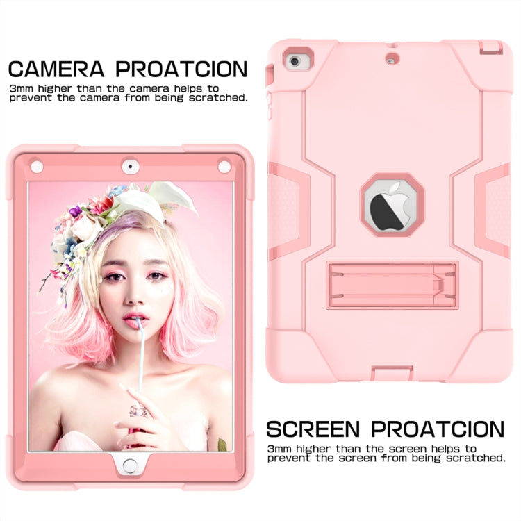 For iPad Air Contrast Color Silicone + PC Combination Case with Holder(Rose Gold) - iPad 9.7 (2018) & (2017) Cases by buy2fix | Online Shopping UK | buy2fix