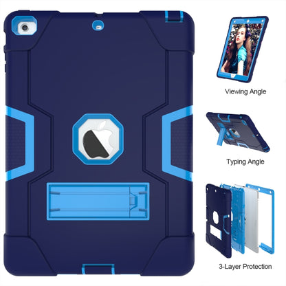 For iPad Air Contrast Color Silicone + PC Combination Case with Holder(Navy Blue + Blue) - iPad 9.7 (2018) & (2017) Cases by buy2fix | Online Shopping UK | buy2fix