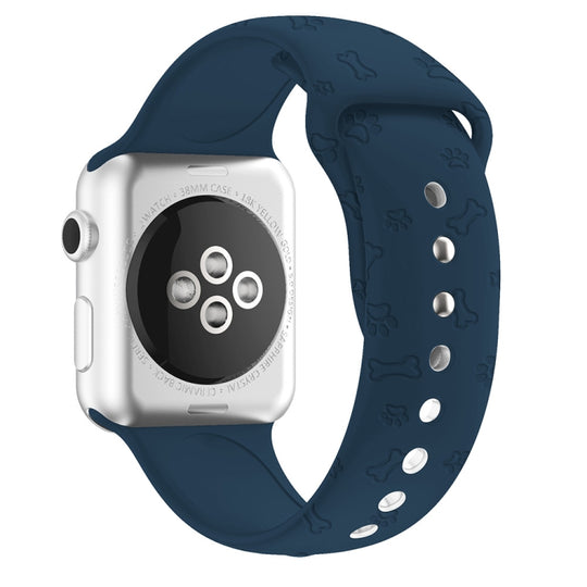 Dog Paw Embossing Silicone Watch Band For Apple Watch Ultra 49mm&Watch Ultra 2 49mm / Series 9&8&7 45mm / SE 3&SE 2&6&SE&5&4 44mm / 3&2&1 42mm(Blue)