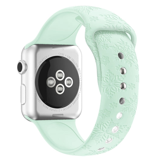 Snowflake Embossing Silicone Watch Band For Apple Watch Series 9&8&7 41mm / SE 3&SE 2&6&SE&5&4 40mm / 3&2&1 38mm(Light Green)