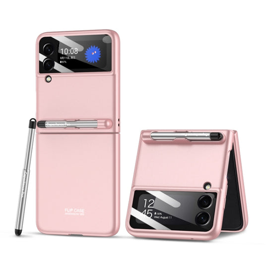 For Samsung Galaxy Z Flip3 5G GKK Integrated Ultra-thin Full Coverage Phone Flip Case with Pen(Pink)