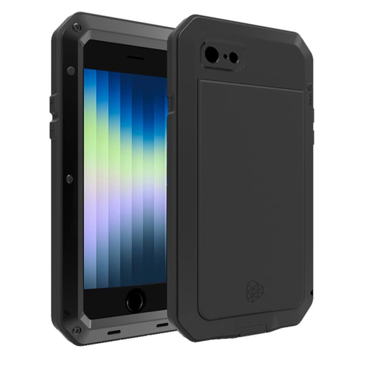 For iPhone SE 2022 / SE 2020 / 8 / 7 Triple-proof Silicone Zinc Alloy Case(Black) - iPhone SE 2022 / 2020 / 8 / 7 Cases by buy2fix | Online Shopping UK | buy2fix