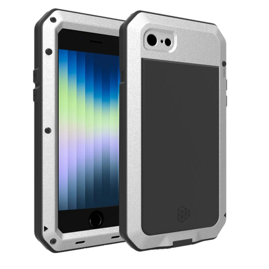 For iPhone SE 2022 / SE 2020 / 8 / 7 Triple-proof Silicone Zinc Alloy Case(Silver) - iPhone SE 2022 / 2020 / 8 / 7 Cases by buy2fix | Online Shopping UK | buy2fix
