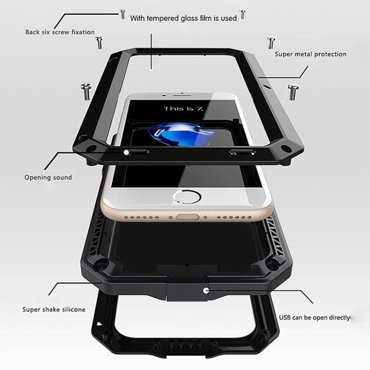 For iPhone SE 2022 / SE 2020 / 8 / 7 Triple-proof Silicone Zinc Alloy Case(Black) - iPhone SE 2022 / 2020 / 8 / 7 Cases by buy2fix | Online Shopping UK | buy2fix