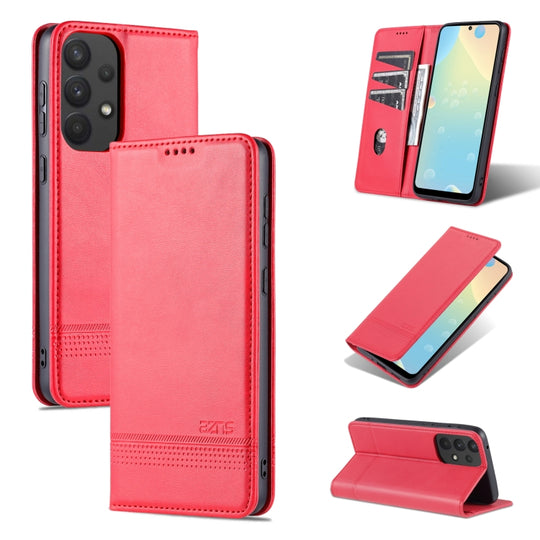 For Samsung Galaxy A73 5G AZNS Magnetic Calf Texture Flip Leather Phone Case(Red)
