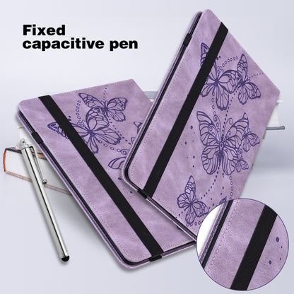 For Samsung Galaxy Tab S8 Embossed Butterfly Pattern Leather Tablet Case(Purple) by buy2fix