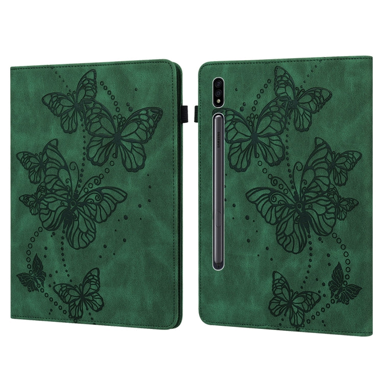 For Samsung Galaxy Tab S8 Embossed Butterfly Pattern Leather Tablet Case(Green) by buy2fix