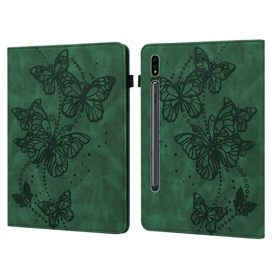 For Samsung Galaxy Tab S8 Embossed Butterfly Pattern Leather Tablet Case(Green) by buy2fix