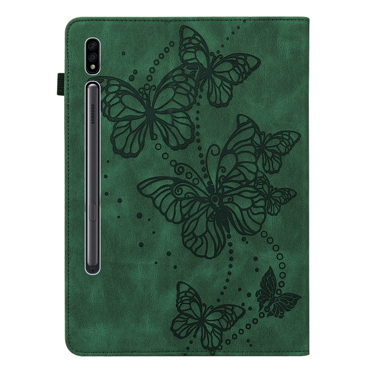For Samsung Galaxy Tab S8 Embossed Butterfly Pattern Leather Tablet Case(Green) by buy2fix
