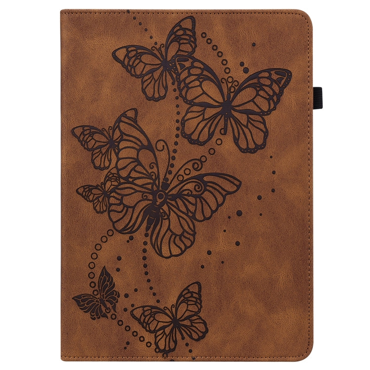 For Samsung Galaxy Tab S8 Embossed Butterfly Pattern Leather Tablet Case(Brown) by buy2fix