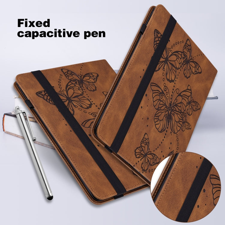 For Samsung Galaxy Tab S8 Embossed Butterfly Pattern Leather Tablet Case(Brown) by buy2fix