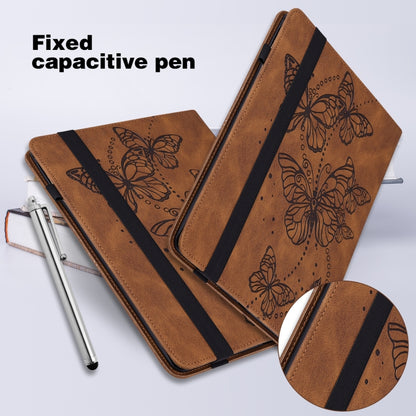 For Samsung Galaxy Tab S8 Embossed Butterfly Pattern Leather Tablet Case(Brown) by buy2fix