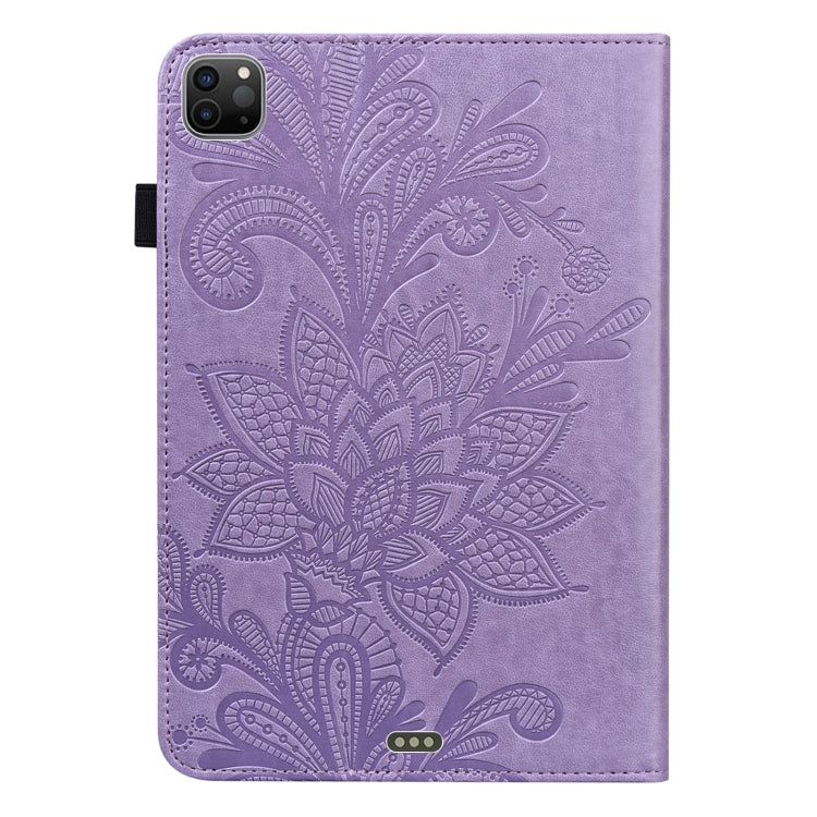 For iPad Pro 11 2022 / 2021 / Air 2020 10.9 Lace Flower Embossing Pattern Leather Tablet Case (Purple) - iPad Pro 11 (2022/2021) Cases by buy2fix | Online Shopping UK | buy2fix