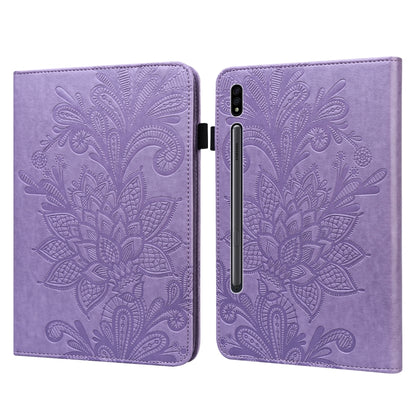 Lace Flower Embossing Pattern Leather Tablet Case For Samsung Galaxy Tab S8(Purple) by buy2fix
