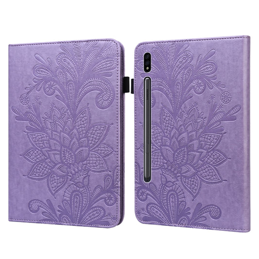 Lace Flower Embossing Pattern Leather Tablet Case For Samsung Galaxy Tab S8(Purple) by buy2fix