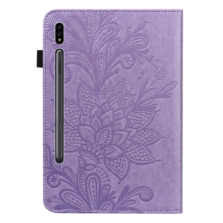 Lace Flower Embossing Pattern Leather Tablet Case For Samsung Galaxy Tab S8(Purple) by buy2fix