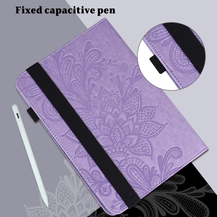 Lace Flower Embossing Pattern Leather Tablet Case For Samsung Galaxy Tab S8(Purple) by buy2fix