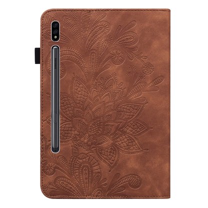 Lace Flower Embossing Pattern Leather Tablet Case For Samsung Galaxy Tab S8(Brown) by buy2fix