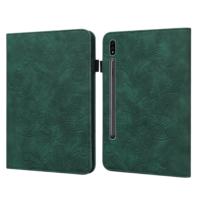Lace Flower Embossing Pattern Leather Tablet Case For Samsung Galaxy Tab S8(Green) by buy2fix