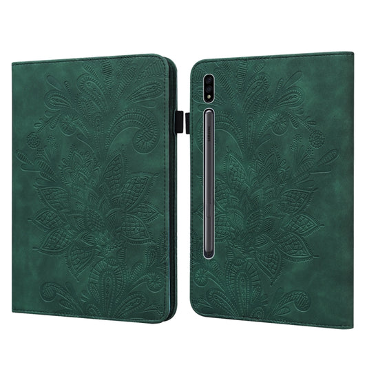 Lace Flower Embossing Pattern Leather Tablet Case For Samsung Galaxy Tab S8(Green) by buy2fix