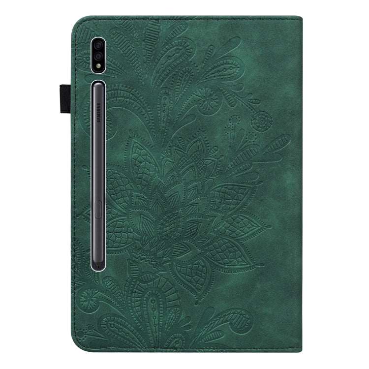 Lace Flower Embossing Pattern Leather Tablet Case For Samsung Galaxy Tab S8(Green) by buy2fix