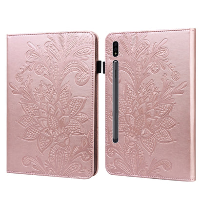 Lace Flower Embossing Pattern Leather Tablet Case For Samsung Galaxy Tab S8(Gold) by buy2fix